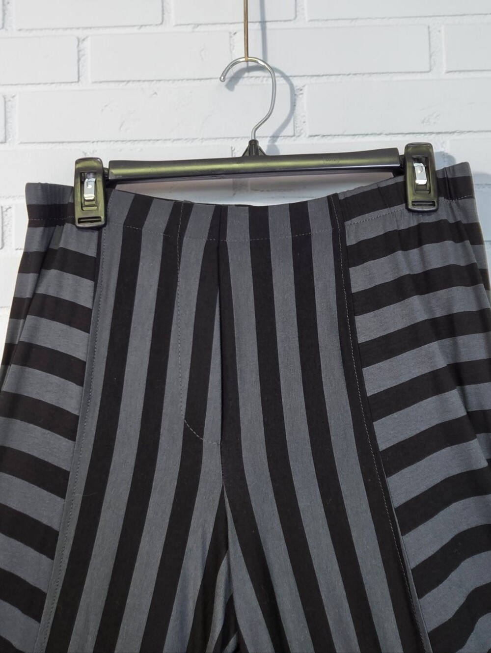 Alembika Knit Lantern Pant Black Grey Stripes Wide Leg Art To Wear Size 3 / Med - Picture 8 of 16